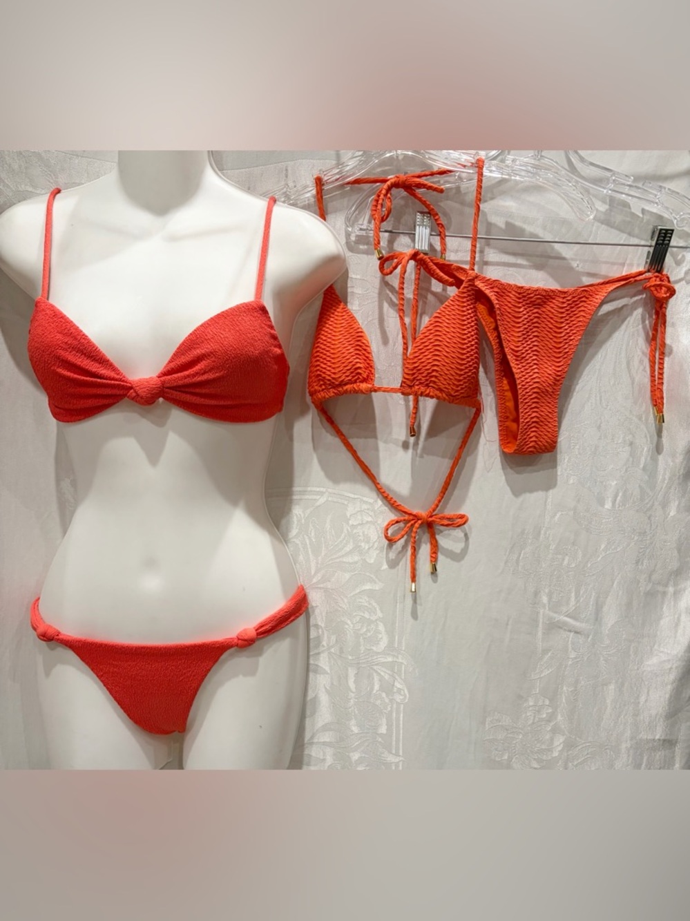 VIX Paula Hermanny Firenze Textured Erin Knot Bikini Set S + Bonus Orange Bikini